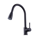 Solid brass pull down kitchen mixer tap in matte black