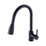 Solid brass pull down kitchen mixer tap in matte black