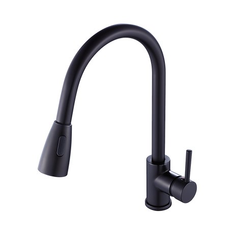 Solid brass pull down kitchen mixer tap in matte black