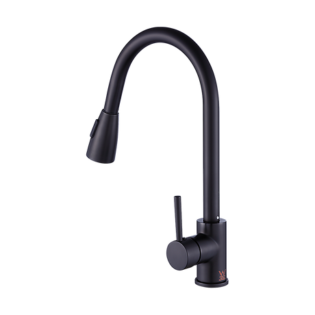 Solid brass pull down kitchen mixer tap in matte black