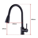 Solid brass pull down kitchen mixer tap in matte black