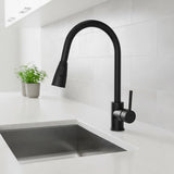 Solid brass pull down kitchen mixer tap in matte black