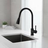 Solid brass pull down kitchen mixer tap in matte black