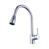 Solid brass pull down kitchen mixer tap in chrome