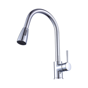 Solid brass pull down kitchen mixer tap in chrome