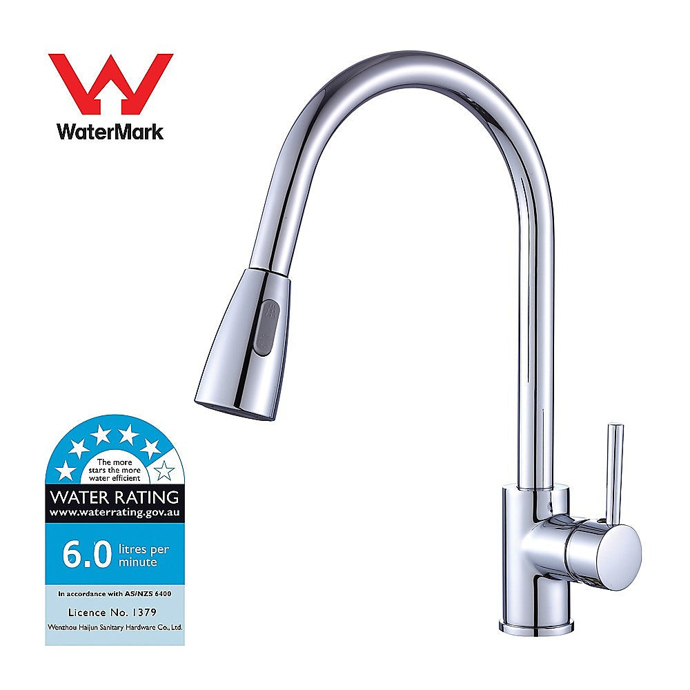 Solid brass pull down kitchen mixer tap in chrome