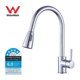 Solid brass pull down kitchen mixer tap in chrome
