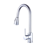 Solid brass pull down kitchen mixer tap in chrome