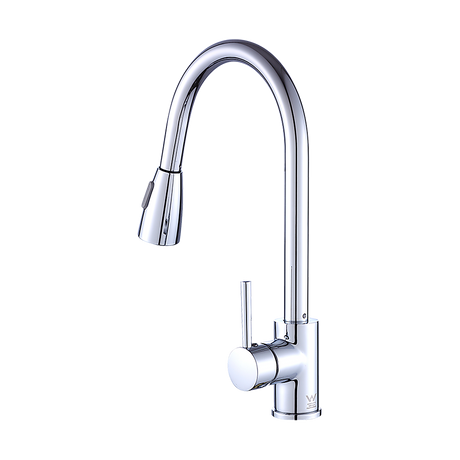 Solid brass pull down kitchen mixer tap in chrome
