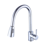 Solid brass pull down kitchen mixer tap in chrome