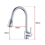Solid brass pull down kitchen mixer tap in chrome
