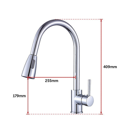 Solid brass pull down kitchen mixer tap in chrome