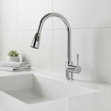 Solid brass pull down kitchen mixer tap in chrome