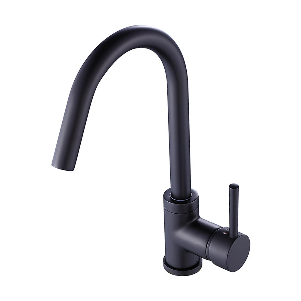 Solid brass gooseneck kitchen mixer tap in black