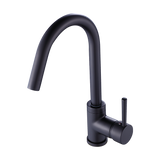 Solid brass gooseneck kitchen mixer tap in black