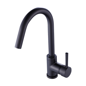 Solid brass gooseneck kitchen mixer tap in black