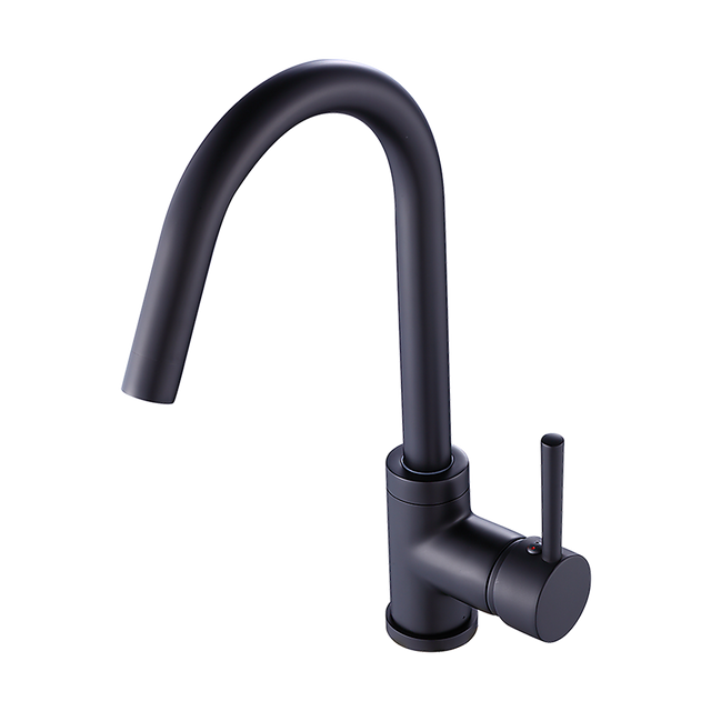 Solid brass gooseneck kitchen mixer tap in black