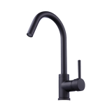 Solid brass gooseneck kitchen mixer tap in black