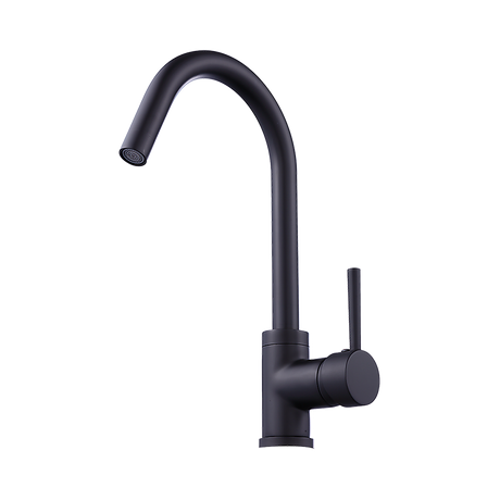 Solid brass gooseneck kitchen mixer tap in black