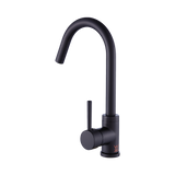 Solid brass gooseneck kitchen mixer tap in black