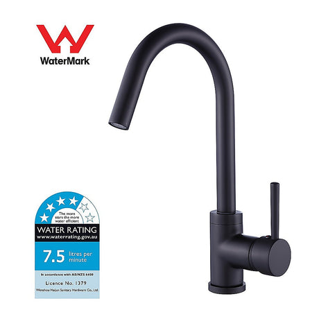 Solid brass gooseneck kitchen mixer tap in black