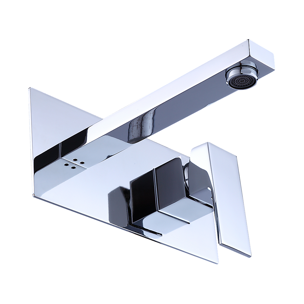 Wall mounted lever basin mixer tap in chrome