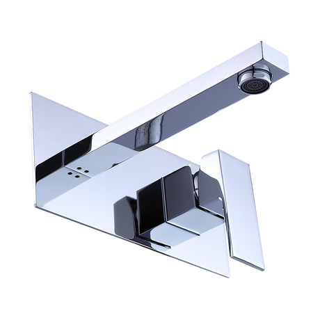 Wall mounted lever basin mixer tap in chrome