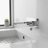 Wall mounted lever basin mixer tap in chrome