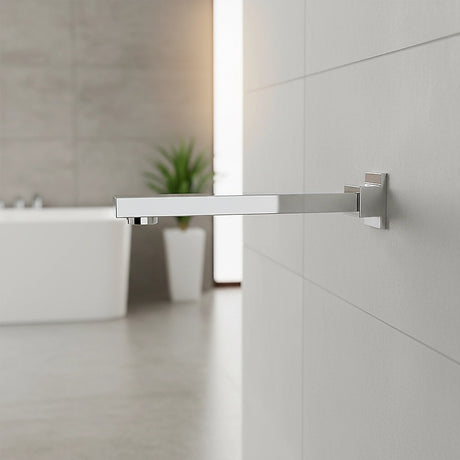 Polished chrome 228mm bath spout, outlet detail