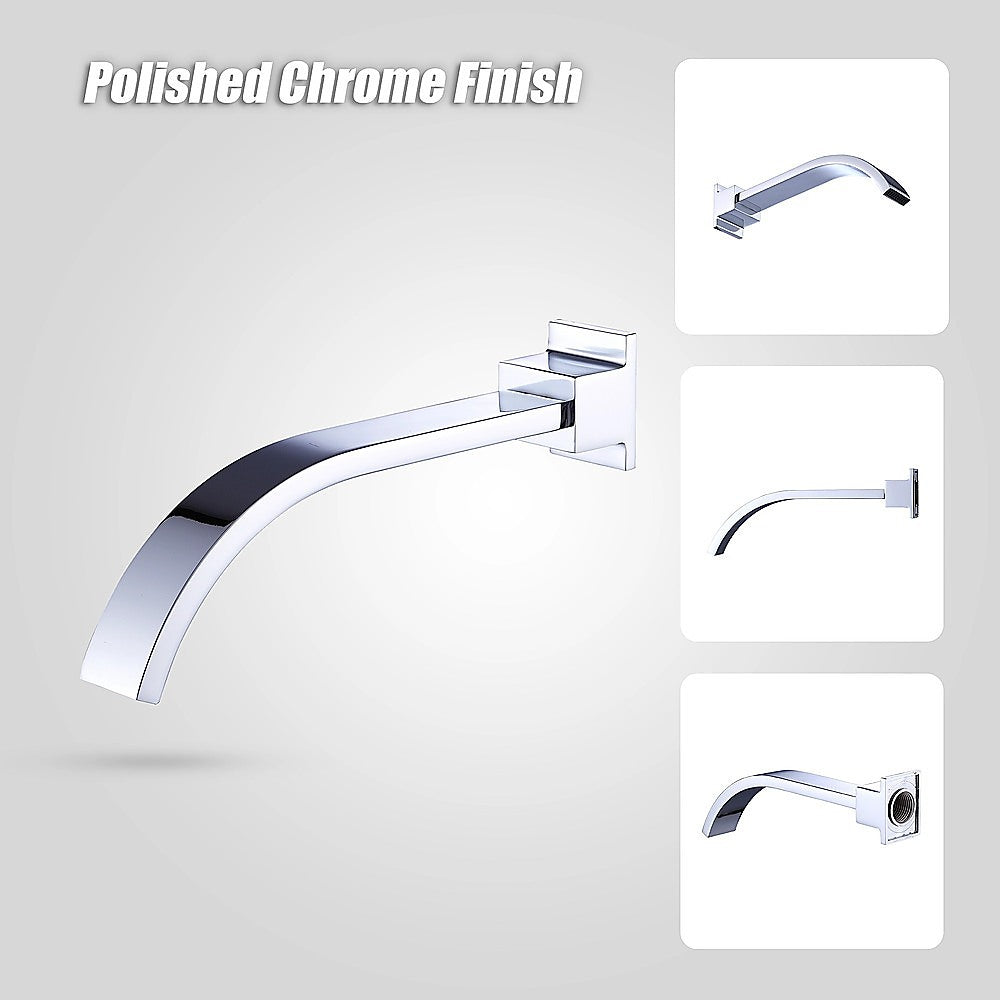 Polished chrome 180mm bath spout, close up finish