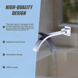 Polished chrome 180mm bath spout, detail view