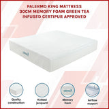 Medium green tea memory foam mattress, 30cm king