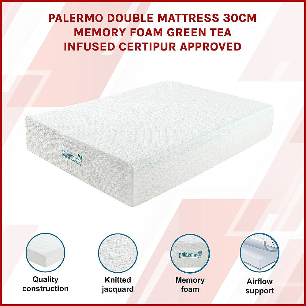 Medium green tea memory foam mattress, 30cm double
