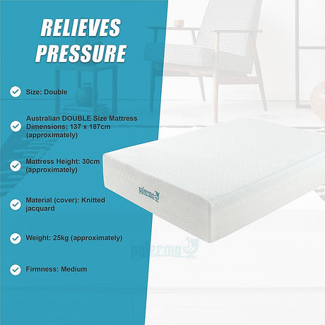 Medium green tea memory foam mattress, 30cm double