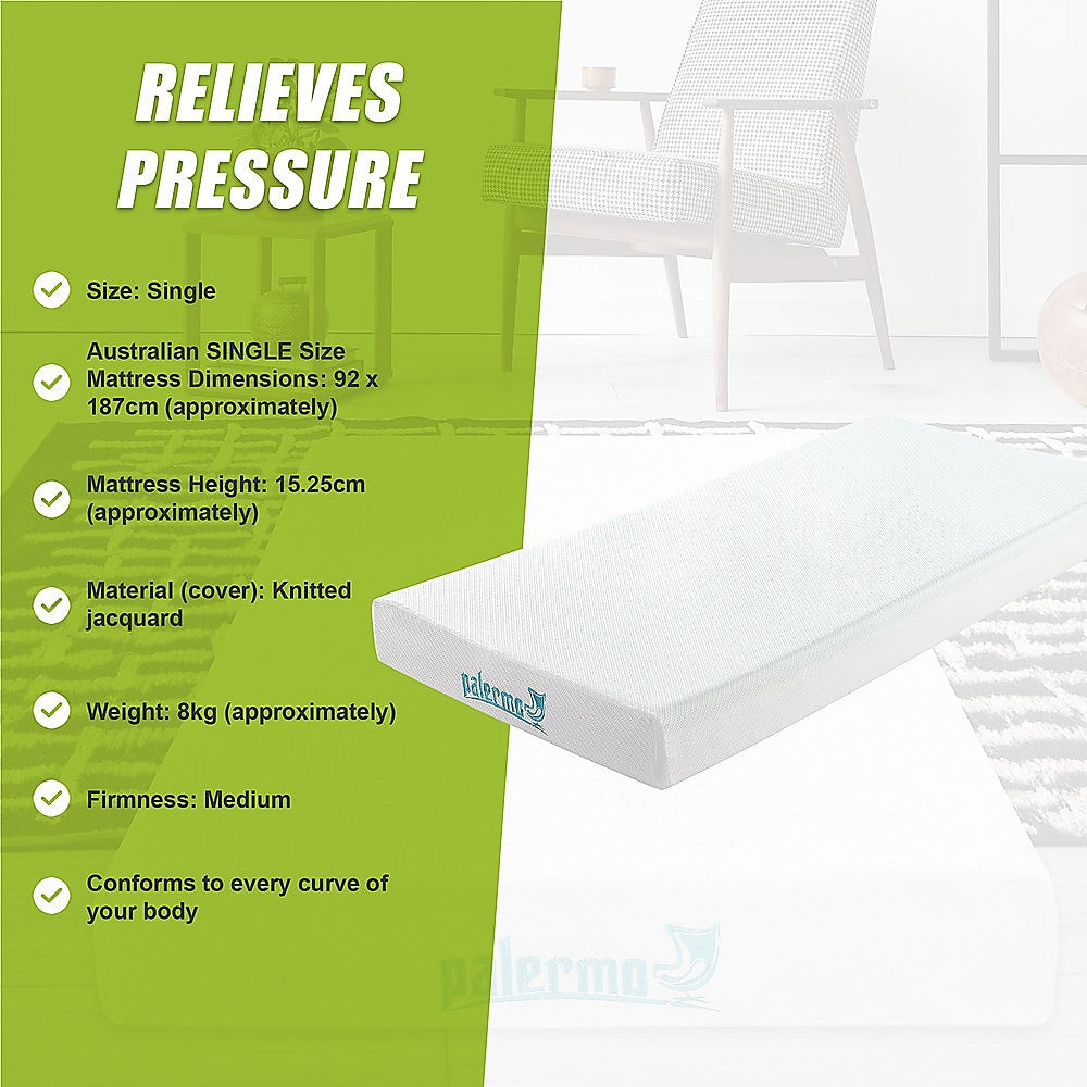Medium Green Tea Memory Foam Mattress, 15cm Single (image 11)