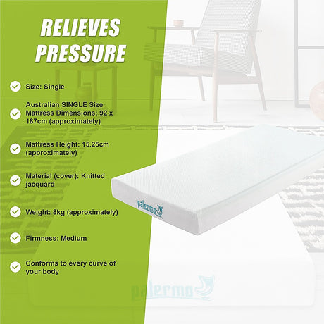 Medium Green Tea Memory Foam Mattress, 15cm Single (image 11)