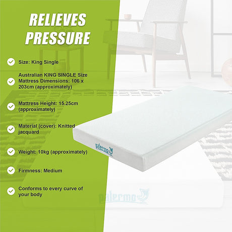 Medium firm green tea memory foam mattress, 15cm king single