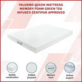 Medium firm green tea memory foam mattress, 15cm queen