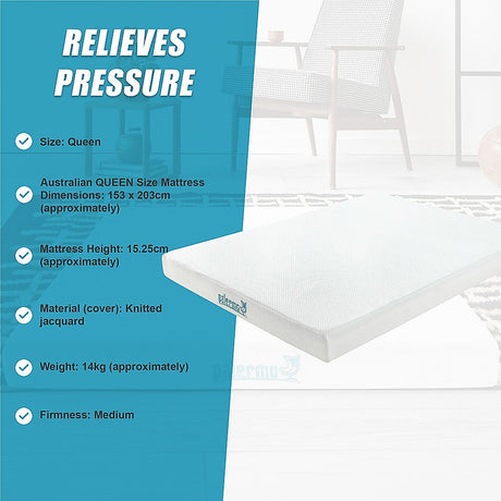 Medium firm green tea memory foam mattress, 15cm queen