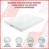 Medium green tea memory foam mattress, 15cm king