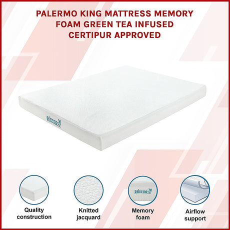 Medium green tea memory foam mattress, 15cm king