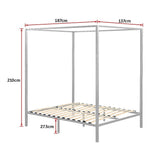 Allure four poster double bed frame showing 15 wooden slats and 300kg capacity — Allure Home Collections