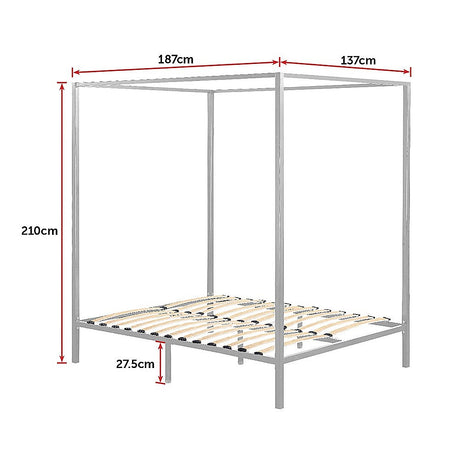 Allure four poster double bed frame showing 15 wooden slats and 300kg capacity — Allure Home Collections