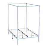 Allure four poster double bed frame in cream powder-coated steel — full view — Allure Home Collections