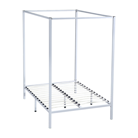 Allure four poster double bed frame in cream powder-coated steel — full view — Allure Home Collections