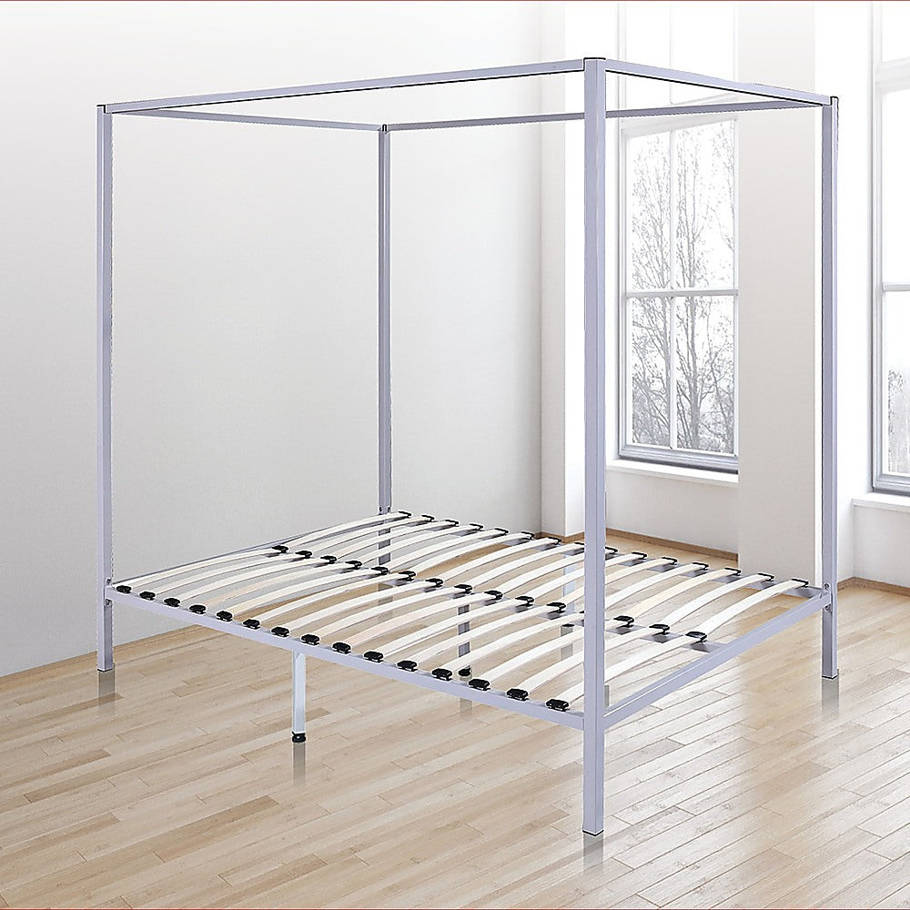 Allure cream four poster double bed frame canopy corner and frame close-up — Allure Home Collections