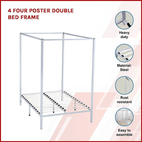 Allure four poster double bed frame side profile showing full 210cm height — Allure Home Collections