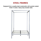 Allure cream four poster double bed frame from foot end — Allure Home Collections