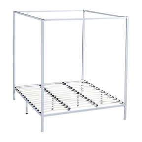 Lane Cove king four poster bed in a soft cream steel finish in an elegant bedroom