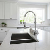 Compact solid brass pull out kitchen mixer tap in chrome